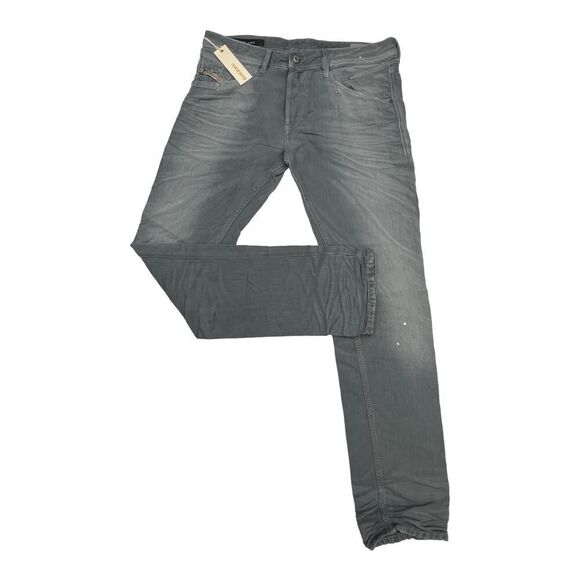 New Diesel Men US 29 Grey Jeans Slim Fit Buttons Linen Cotton Belther Italy - Picture 2 of 10
